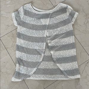 Hollister Open Back Cream & Gray Striped Knit Top